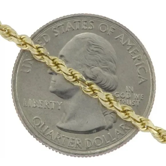 22” 10K Real Solid Gold Italy Diamond Cut Rope Chain - BUNDLE LISTING